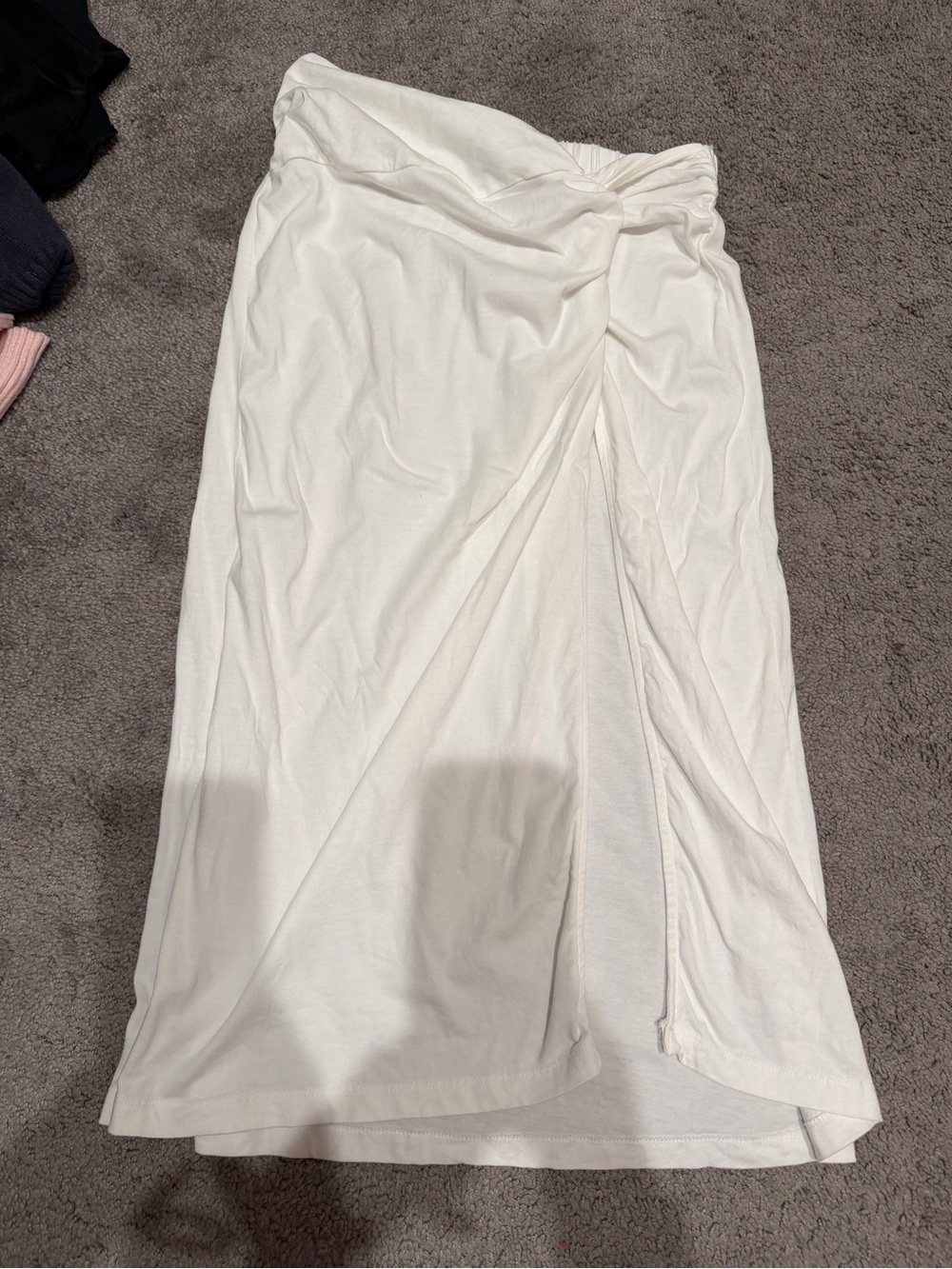 Women's Cream Twist Front Midi Skirt